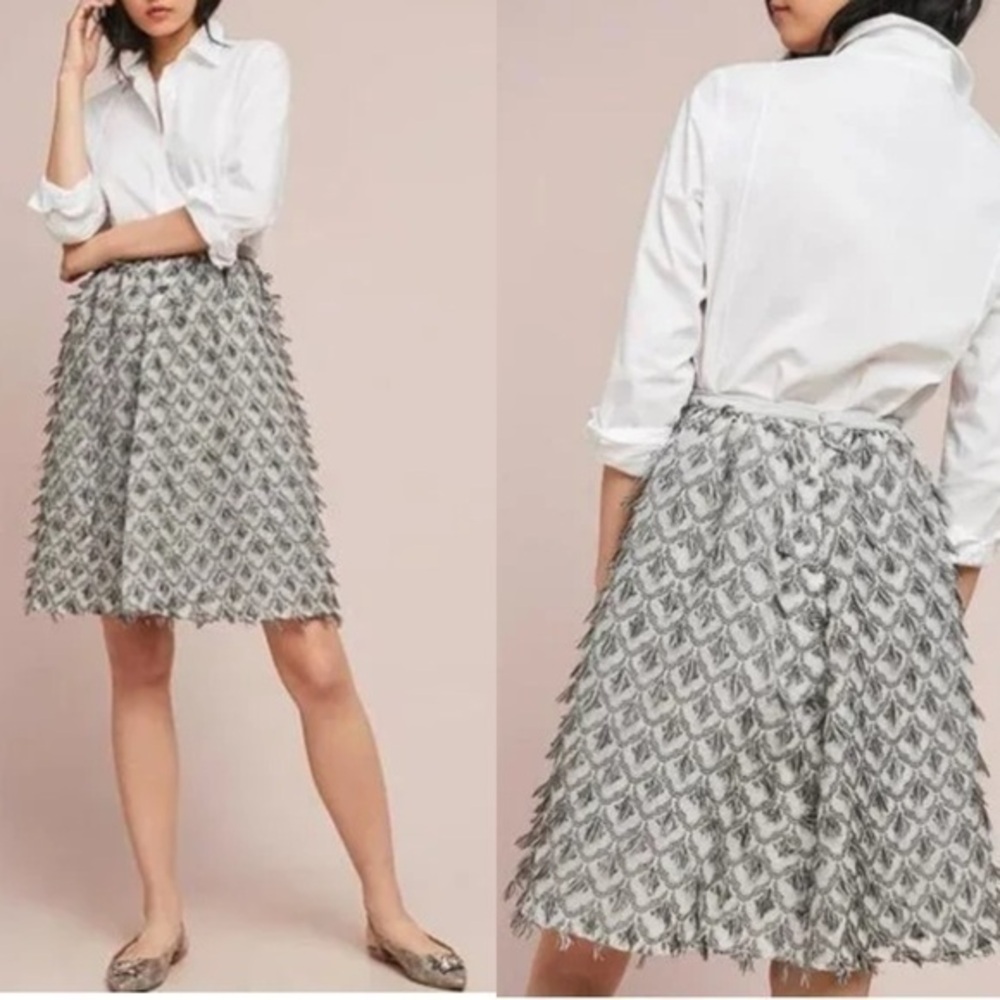 Anthropologie Sundays in Brooklyn Textured Shine A-Line Skirt in Champagne NWT